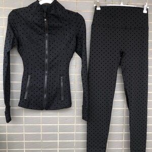Lululemon flocked polka dot define jacket and leggings set Size 4